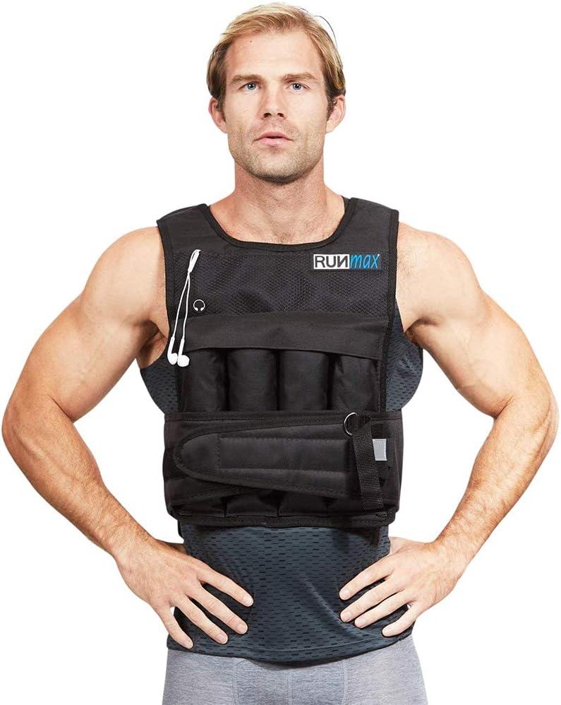 RUNmax Run Fast 20lb Weighted Vest (without Shoulder Pads, 20lb), Black