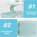 2-Tier Portable Hamster Cage and Habitats,Travel Metal Mouse Cages with Free Water Bottle,Houses and Exercise Wheel for Any Breed of Hamster and Small Animal (14.6x11.0x11.8inch Light Blue)