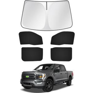 Sunshade for Ford F150 4Door 2021-2025 2026 F-150 Accessories Windshield Sun Shade Side Rear Window Shade Cover Sun Visor Shield Cover Privacy Protection Keep Vehicle Cool Black 5PCS