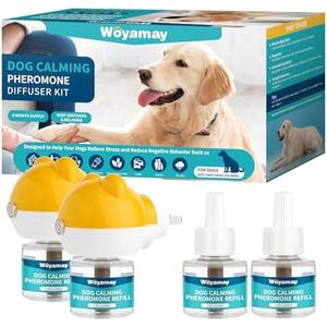 Woyamay Dog Calming Diffuser - Dog Pheromones Calming Diffuser for Dog Anxiety Relief 6-in-1 Dog Pheromone Diffuser Kit with 2 Diffuser + 1 Refill 48ml Vial - 120 Days Pheromone Diffuser to Calm Dogs