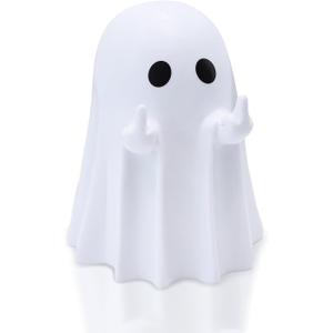 Halloween Ghost Figurine Funny Spooky Middle Finger Statue Halloween Table Decorations Cartoon Cute Resin Holiday Desktop Ornament Decor for Holiday Indoor Home Decor Gifts