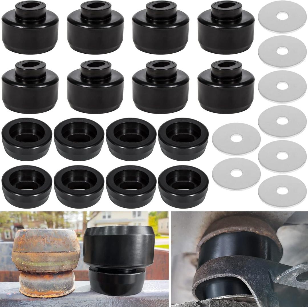 7-141 Body and Cab Mount Bushing Kit for Chevy Silverado & Sierra 1500/2500 2WD/4WD 1999-2014 Polyurethane Body Cab Mounts & Washers (Black 24PCS)