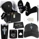 Kolewo4ever 9 Pcs Christian Gifts for Men Religious Gifts for Dad Inspirational Gift Set for Father Spiritual Religious Catholic Gift Box for Male Friends Co Workers