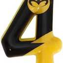 2 x Black Yellow Birthday Candle 4, Bat Cake Topper for Themed Birthday Party Decorations, Boys Girls Birthday Party Supplies (Number 4)