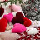 YRXRUS Heart Pillows, Love Heart Shaped Pillow, Small Cute Wine Red Heart Pillows for Gifts, Faux Rabbit Throw Pillows for Her, Kids, Girls Home Decoration, 10X11 Inch