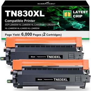 TN830XL Compatible Toner Cartridge Replacement for Brother TN830XL TN-830XL TN-830 Toner Compatible with Brother DCP-L2640DW HL-L2405W HL-L2460DW HL-L2480DW MFC-L2820DW HL-L2400D Printer (2 Black)
