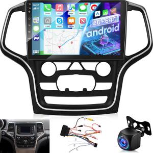 [2+64G] Car Stereo for Jeep Grand Cherokee 2014-2020 - Wireless Carplay & Android Auto, 10.1 Inch Touch Screen Android Radio - WiFi/EQ/GPS/Split Screen/Voice Control/SWC + AHD Rear View Camera