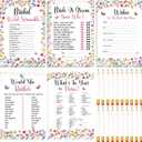 Teling 145 Pieces Bridal Shower Game Bridal Shower Favors Set Wedding Games Cards and Pencils for Bride Groom Bachelorette Party Wedding Party Favor(Wildflower Floral)