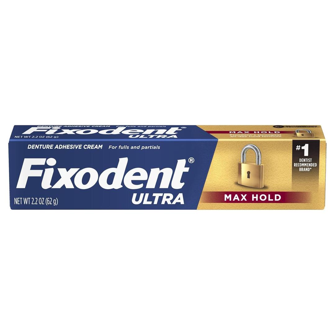 Fixodent Ultra Max Hold Dental Adhesive, 2.2 oz (Pack of 2)