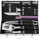 ROMANTICIST 25pcs Extra Thick BBQ Grill Accessories, Christmas Grilling Gifts Set for Men Dad, Heavy Duty Grill Tools Utensils Kit with Spatula, Tongs in Aluminum Case for Birthday Black