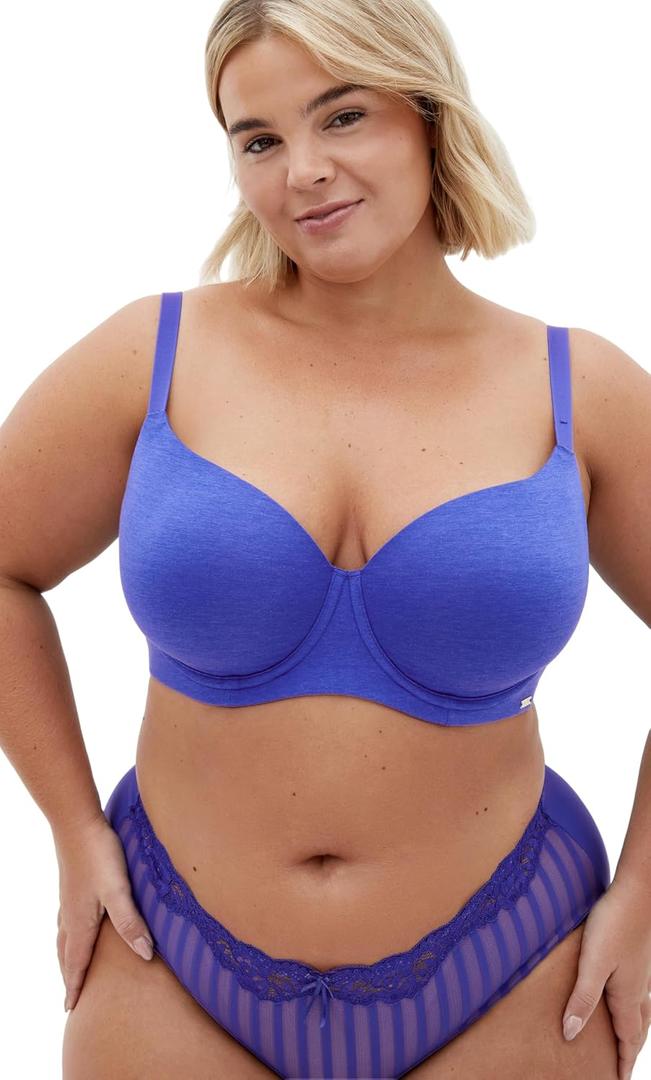 City Chic Women's Plus Size Bra - Smooth & Chic Cotton T-Shirt, 44DD Dazzling Blue