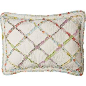 Laura Ashley Home - Standard Sham, Soft Cotton Bedding with Envelope Closure, Pre-Washed Home Decor for Added Softness (Ruffle Garden Cream, 20" x 26")