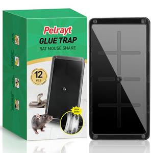 Pelrayt Glue Mouse Traps Indoor for Home, Rat Trap-12 Pack, Large Heavy Duty Glue Traps for Safe Home Pest Control. Pre-Scented, Non-Toxic Sticky Boards for Mice, Rats & More Easy To Use
