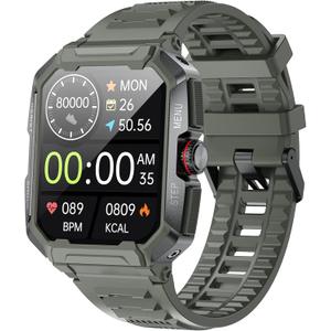 WalkerFit M2 Ultra Military Smart Watch for Android Compatible with iPhone, Rugged Men Smartwatch with Text and Call, Fitness Reloj Inteligente for Blood Pressure Monitor, Waterproof Big Screen Watch