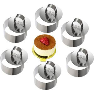 ONEDONE Cake Ring Molds Stainless Steel Ring Molds for Cooking Pastry Rings Cake Mousse Mold with Pusher,3.15in Diameter, Set of 6, Mother's Day Gift
