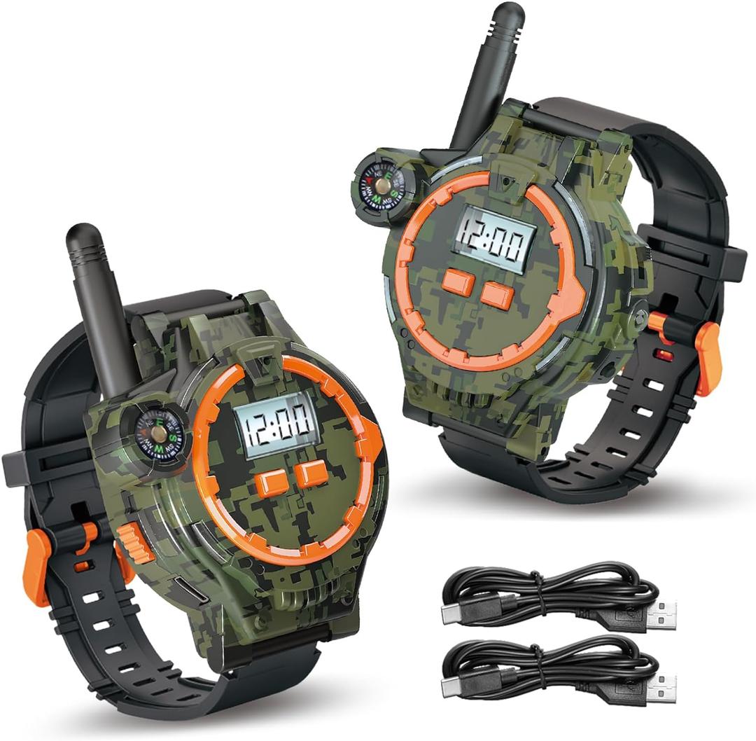 Rechargeable Walkie Talkies for Kids, Two-Way Radio Walky Talky with Flashlight Children Long Range, 2 Pack Interphone Toy for Kids Age 6-12 Outdoor Game for Kid Ages 4-8 Gifts for Boy