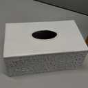 Modern Farmhouse Decorative Tissue Box Holder - Distressed White, Rustic Metal Design for Bathroom (Rectangle)