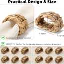 12Pcs Napkin Rings Rattan for Thin Napkins, Handwoven Semicircle Wicker Napkin Holders for Boho Farmhouse Table Decor, for Thanksgiving, Weddings, Easter and Coastal Summer Parties