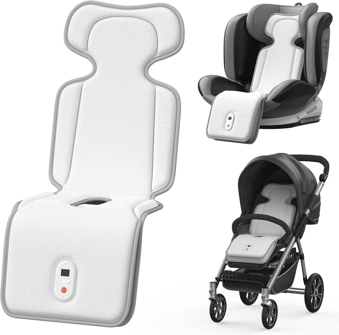 AMACOOL Baby Stroller Cooling Pad, 3D Breathable Carseat Cooling Pad with 2 Built-in Blower, Max 10H Ventilation 3 Speeds 10000mAh Rechargeable Cooling Mat Liner for Toddler Baby Summer Essentials