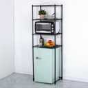 Zvyteay 4 Tier Mini Fridge Shelf Adjustable Height Storage Shelf Metal Storage Rack Mini Fridge and Microwave Stand for Dorm, Kitchen, Office, Black