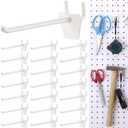 Unittype 100 Pack Plastic Pegboard Hooks 4 Inch Suitable for 1/4 and 1/8 Pegboard Pegboard Accessories for Garage, Office, Kitchen, Store (Ivory White)