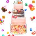 2PCS Acrylic Cake Stand 6'' 8'' Clear Cake Stand, Acrylic Cake Separators Fillable Cake Stands Round 2 Tier for Dessert Wedding Birthday Party