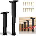 Adjustable Height Center Bed Support Leg for Sagging Shelf, Furniture Legs for Frame,Slat and Riser, Adjustable Height 8.3"-14.5" (2PCS)