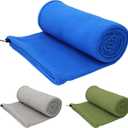 Arctic Lemmings Fleece Sleeping Bag Liner, 75" Long Zipper Microfiber Fleece Travel Single Sleeping Bag Camping Blanket, Indoor Outdoor Blanket for Adults & Children (Blue)