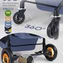 Dog Stroller for Large & Medium Dogs, Pet Stroller for 2 Small Dogs, Extra Large Heavy Duty, Foldable Design, Adjustable Handle, with Pocket, Up to 66lbs(Navy Blue)
