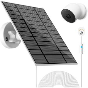 Solar Panel Compatible with Google Nest Camera Outdoor & Indoor (Battery Version), 6W Solar Power Charger for Google Nest Camera Solar Panel with Indicator Light 13ft Cable