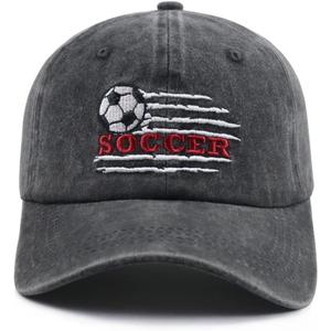 Soccer Hat for Men Women, Adjustable Embroidery Sport Baseball Cap