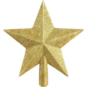 8 Inch Glitter Christmas Star Tree Topper, Christmas Tree Decorations for Holiday Ornament/Home Decor, Shatterproof Treetop Star for Indoor/Outdoor, Party, Christmas Tree, Ideal Xmas Gift -Gold