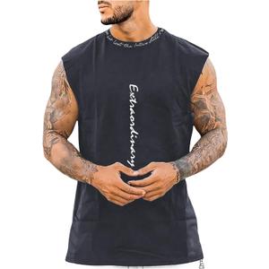 Verdusa Men's Graphic Tank Tops Summer Sleeveless Letter Crew Neck Shirt Tops (Black, M)