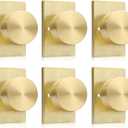 Goldenwarm Gold Dummy Door Knobs, Zinc-Alloy Brushed Gold Heavy Duty Single-Sided Door Locks (3 Pack)