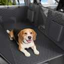 Dog Car Seat Cover Waterproof Vegan Leather, Scratchproof, Hard Bottom Back Seat Extender for Dogs, Non Slip Back Seat Protector with Mesh Window, Easy to Clean Fit Full Size Trucks, Black