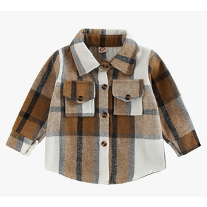 Toddler Flannel Shirt Jacket Plaid Long Sleeve Lapel Button Down Shacket Little Kids Boys Girls Shirts Coats Fall Tops