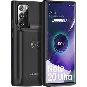 NEWDERY Battery Case for Galaxy Note 20 Ultra 10000mAh, 18W Input Fast Recharging & Qi Wireless & Android Auto Supported, Extended Backup Charger Case for Samsung Note 20 Ultra 5G (6.9") Black