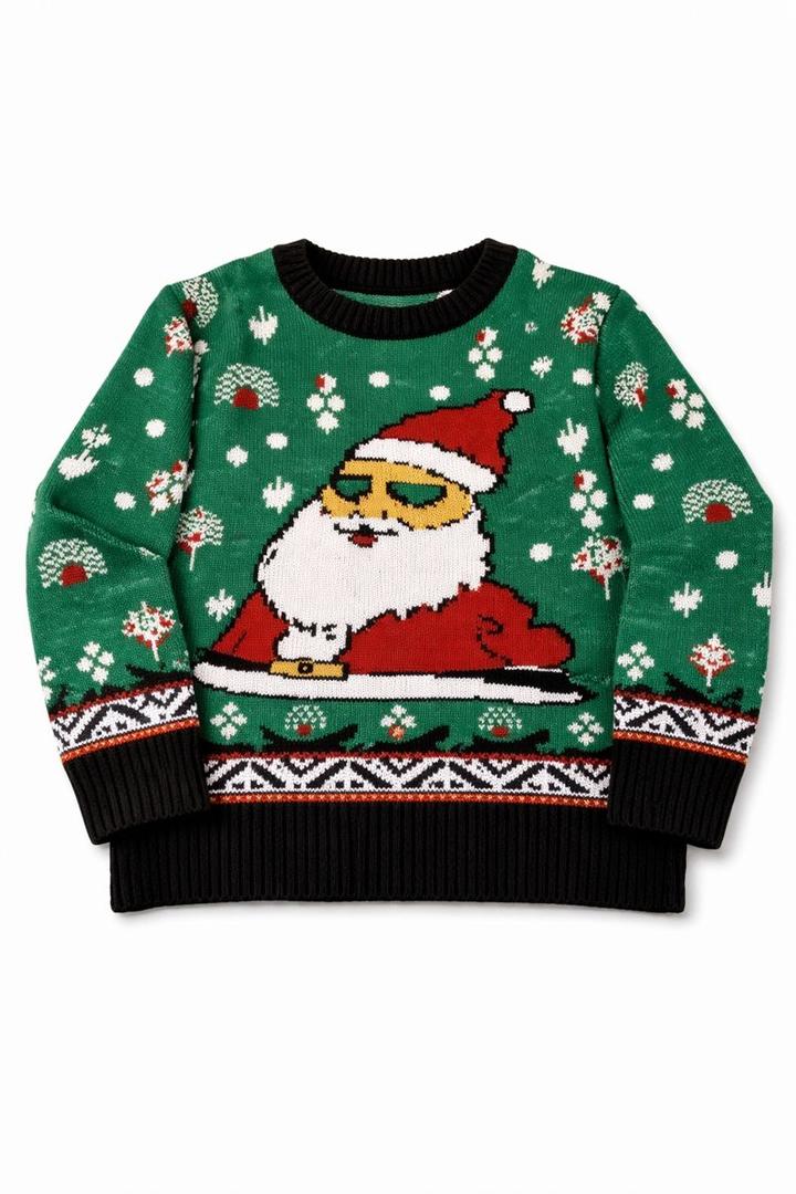 IFFEI Unisex Ugly Christmas Sweater Kids Cute Knit Pullover Top Cozy Jumper for Holiday Party, Size 6-7 Years