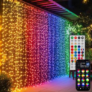 Dazzle Bright 300 LED Curtain String Lights, RGB Color Changing Christmas Fairy Lights for Bedroom with Remote & APP Control, Waterproof Smart Window Lights Party Wedding Garden Wall Decor (RGB (Red, Green, Blue))