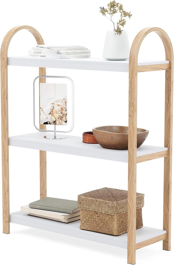 Umbra Bellwood Three-Tier Shelf Book Case Display with 3 Shelves, White/Natural