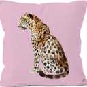 Pink Cheetah Throw Pillow Covers 18x18, Trendy Leopard Preppy Home Decor Pillow Cases for Teen Girls Dorm Room Bedroom Living Room, Retro Decorative Square Pillowcases for Couch Bed Sofa