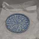 CLAYNIX Serving Tray 12.5 Inch, Lacquer Mother of Pearl Inlay Mosaic Tray, Round Wooden Marble Tray with Handles Trays for Tea, Breakfast (Leaf Style)
