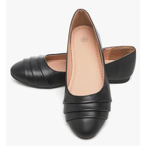 HEAWISH Women's Black Flats Shoes Round Toe Slip On Casual Ballet Flats PU Leather Dressy Work Shoes. Size 5