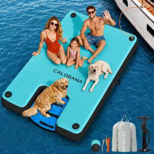 CALOBANA Inflatable Floating Dock with Dog Ramp for Adults & Pets, 5ft×6ft×6in