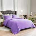 La Calypso Bedding 100% Cotton 600 Thread Count Duvet Set, 1 Piece Duvet Cover with Zipper Closure & Corner Ties and 2 Pillowcase, Comforter Cover Set (Full/Queen Size, Lavender)