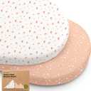 2-Pack Organic Bassinet Sheets for Girls, Boys - 100% Cotton Bassinet Mattress Sheets Compatible with Halo Bassinest Swivel Sleeper, Graco, Baby Delight, Chicco, Fitted Bassinet Sheets (Butterflies)