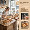2-Tiers Bakery Display Case for Commercial Countertop, 18.9" x 9.5" x 11.8" Acrylic Pastry Display Case Storage Box for Dessert Donut Bread Cake Cupcake Bagels Cookie