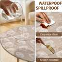 Round Fitted Table Cover with Elastic Fits 46"-50" Round Tables | Polyester Waterproof Stain-Resistant Wipeable Outdoor Tablecloth for Camping, Picnic, Dining, Indoor, 52"