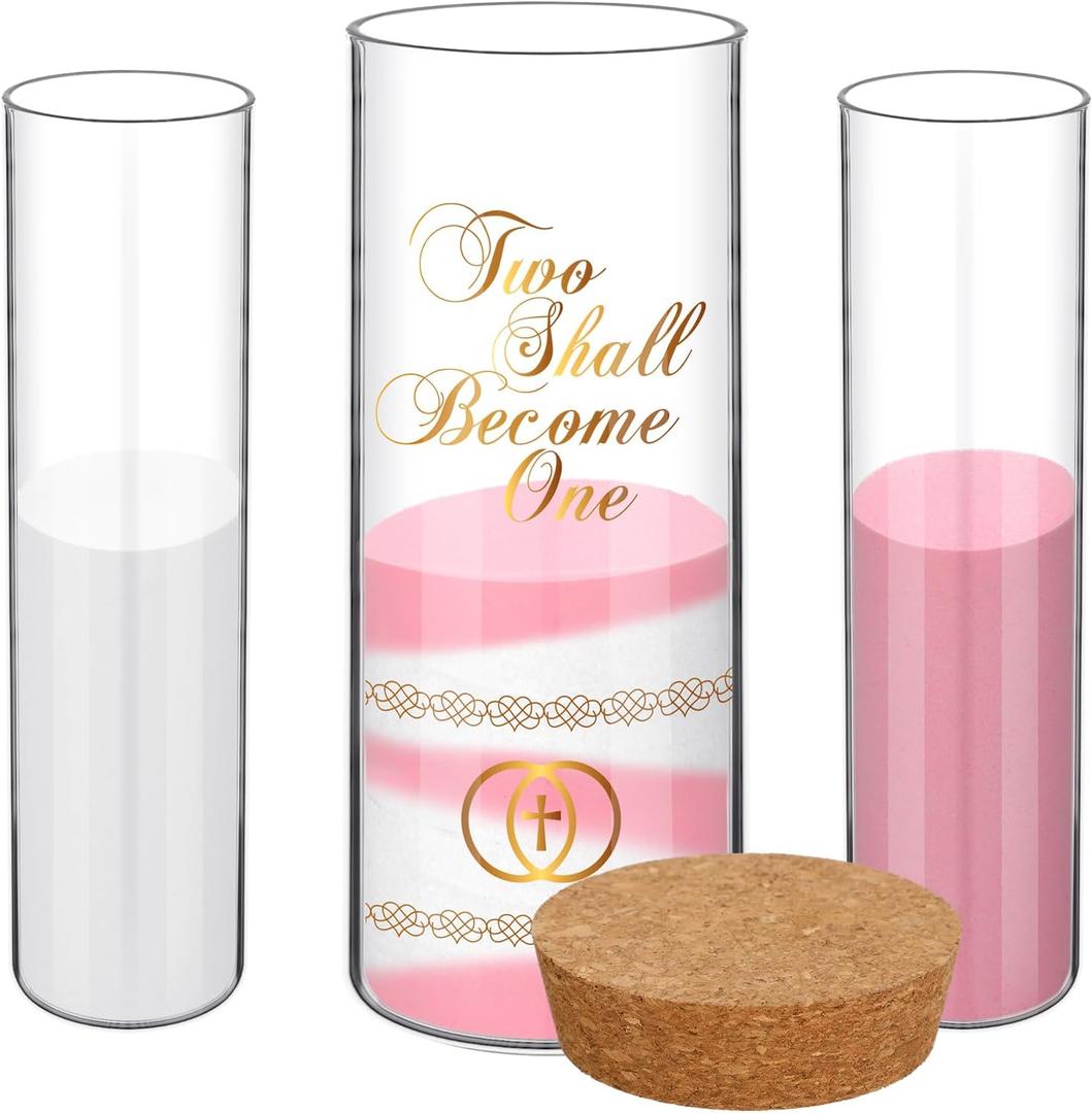 Irenare Unity Sand for Wedding Ceremony Set, Include Vase, Sand, Cork Stopper for Weddings Engagement Anniversary(Gray and Pink,Wedding)