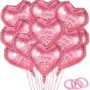 DPKOW 30pcs Galentines Balloons Happy Galentines Day Decorations, 18 Inch Pink Heart Foil Balloons Valentines Day Decorations, Romantic Girl Lady Friendship Decor
